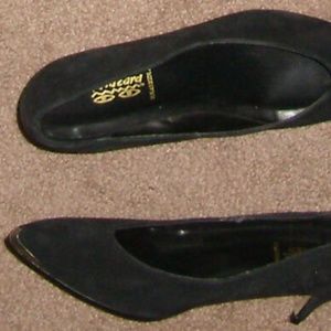 Vintage Black Leather Suede Silver Accents Shoes